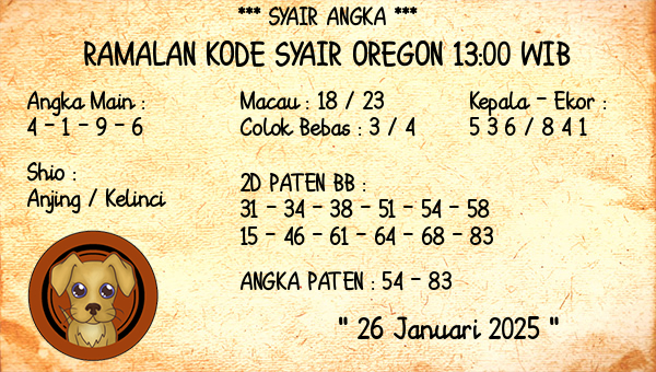 Prediksi Oregon 13:00 WIB