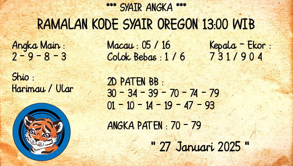 Prediksi Oregon 13:00 WIB