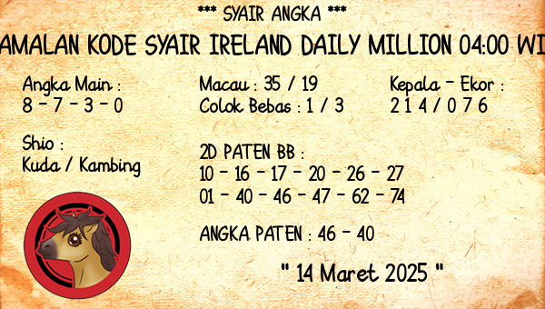 Prediksi Ireland Daily Million 04:00 WIB