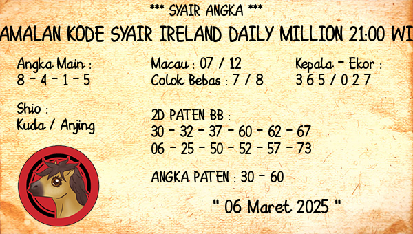 Prediksi Ireland Daily Million 21:00 WIB