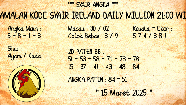 Prediksi Ireland Daily Million 21:00 WIB