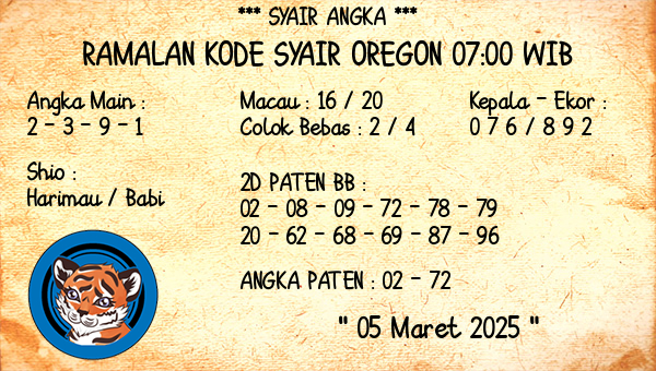 Prediksi Oregon 07:00 WIB