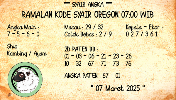 Prediksi Oregon 07:00 WIB