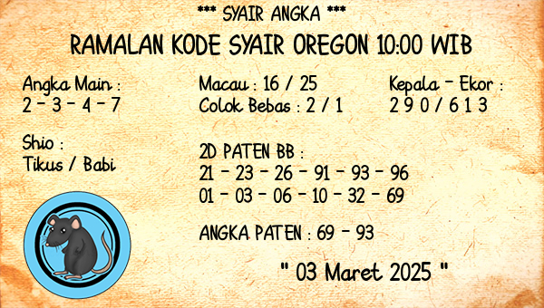 Prediksi Oregon 10:00 WIB