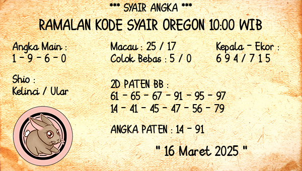 Prediksi Oregon 10:00 WIB