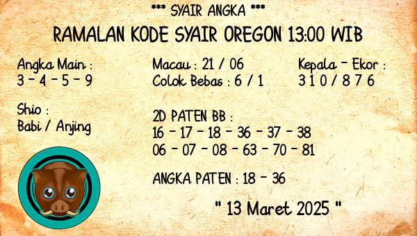 Prediksi Oregon 13:00 WIB