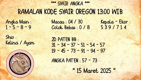 Prediksi Oregon 13:00 WIB